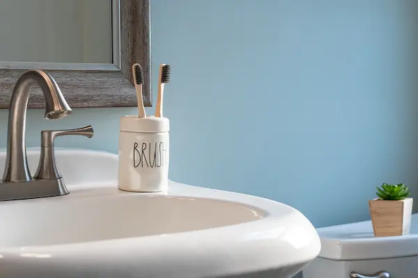 family bathroom blue wall paint