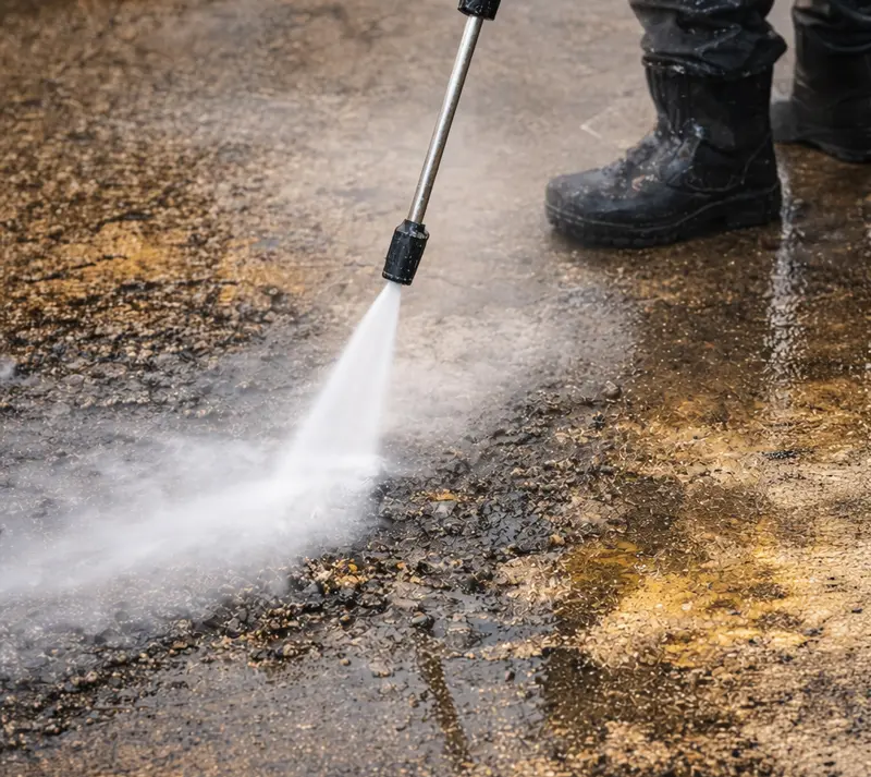 house power washing dirty concrete