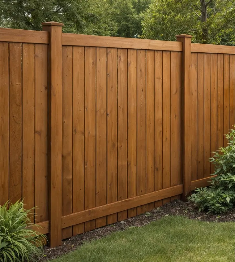 stained wooden fence before sealing